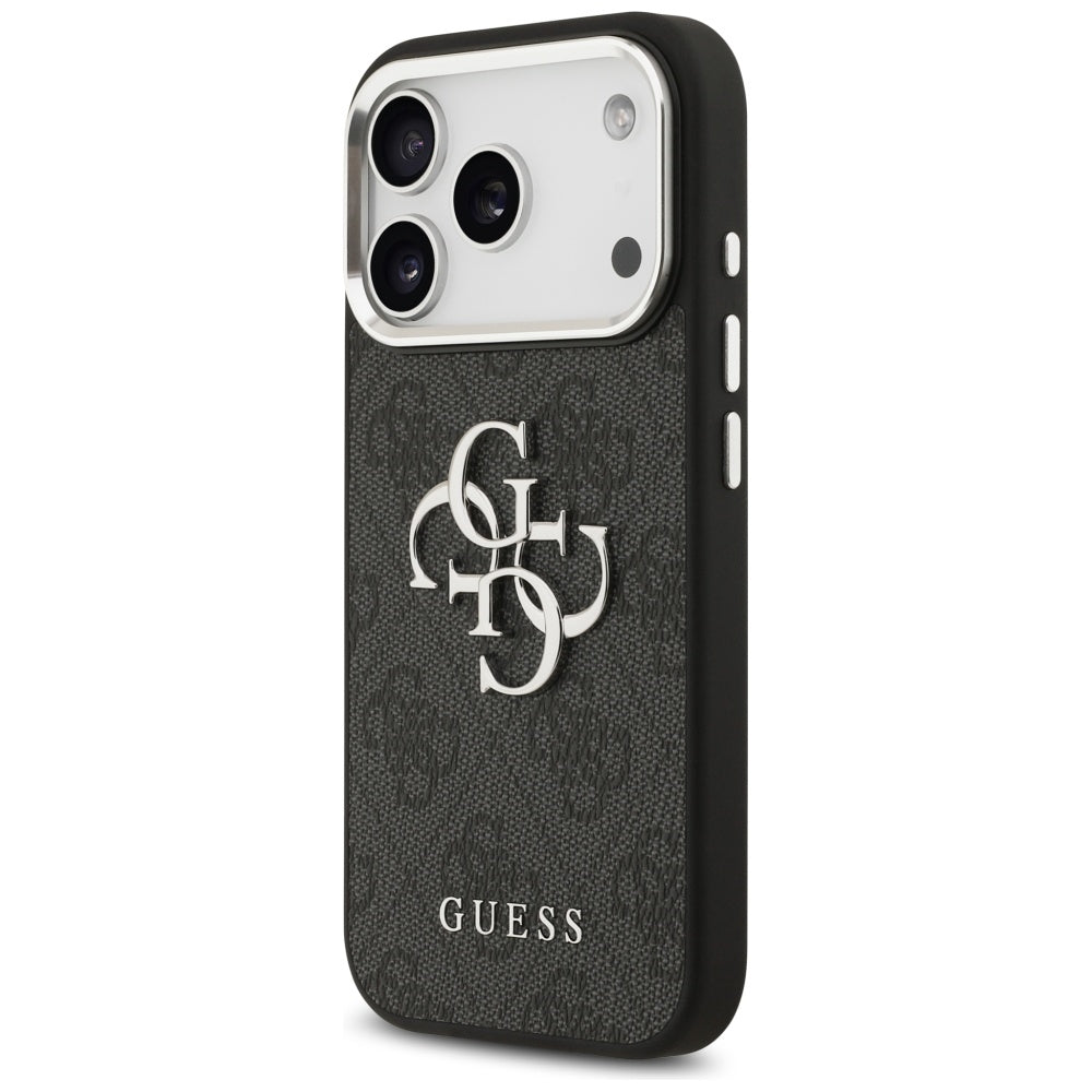 GUESS Handy Hülle Case 4G Big Metall Logo für iPhone 17 Pro Schwarz