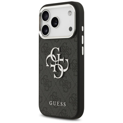 GUESS Handy Hülle Case 4G Big Metall Logo für iPhone 17 Pro Schwarz