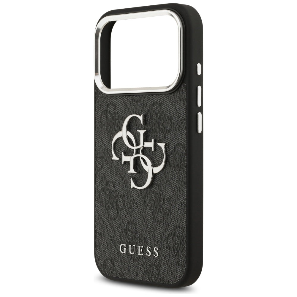GUESS Handy Hülle Case 4G Big Metall Logo für iPhone 17 Pro Schwarz