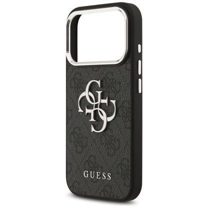 GUESS Handy Hülle Case 4G Big Metall Logo für iPhone 17 Pro Schwarz