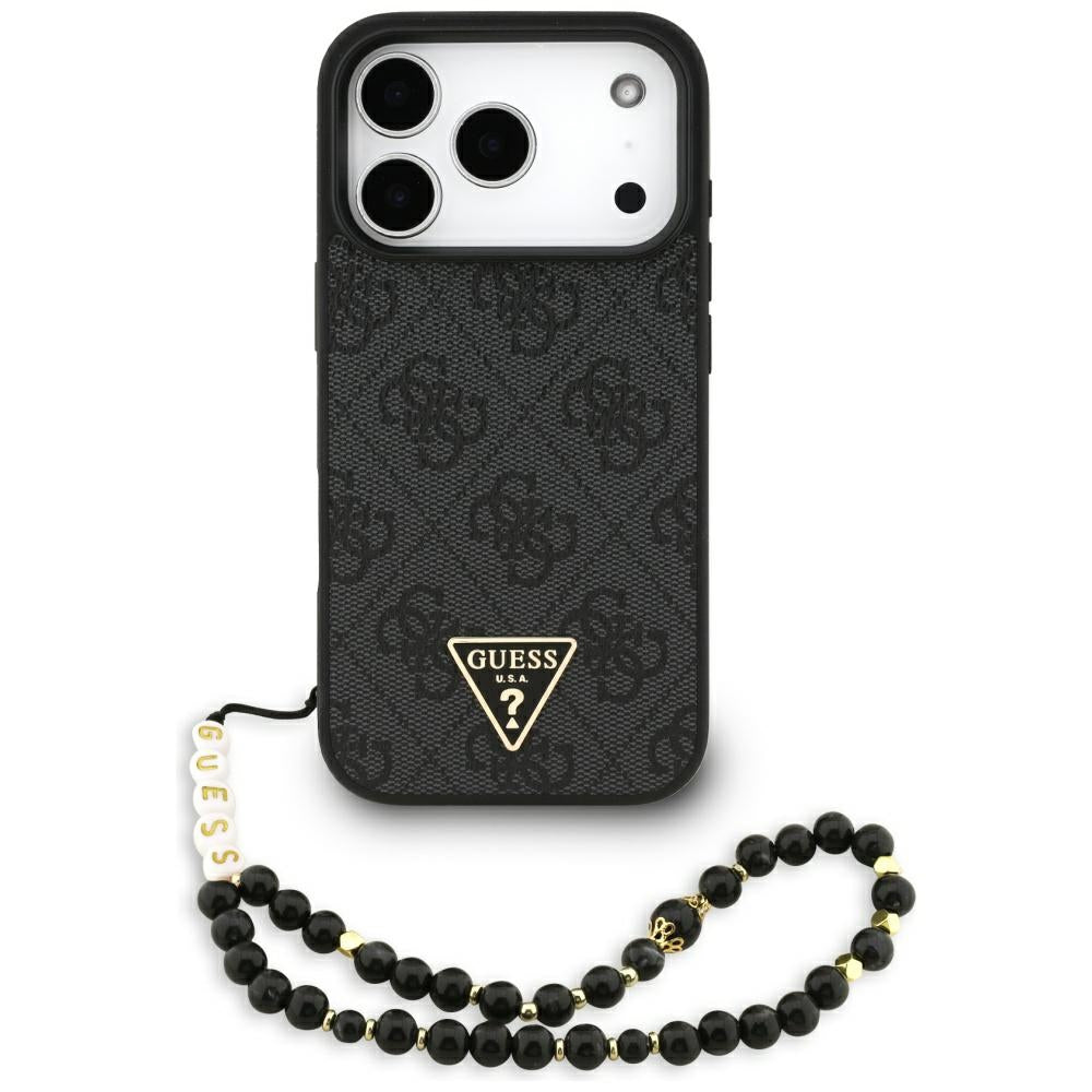 GUESS Handy Hülle 4G Strap Triangle Logo Magsafe Case für iPhone 17 Pro Schwarz