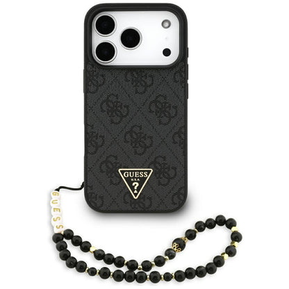 GUESS Handy Hülle 4G Strap Triangle Logo Magsafe Case für iPhone 17 Pro Schwarz