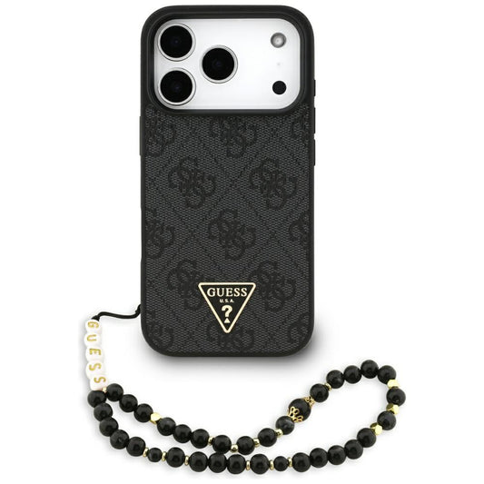 GUESS Handy Hülle 4G Strap Triangle Logo Magsafe Case für iPhone 17 Pro Schwarz