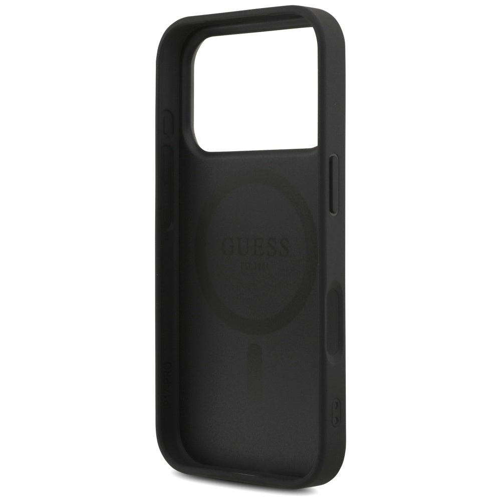 GUESS Handy Hülle 4G Strap Triangle Logo Magsafe Case für iPhone 17 Pro Schwarz