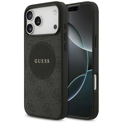GUESS Handy Hülle Case 4G Circle Logo Magsafe für iPhone 17 Pro Max Schwarz