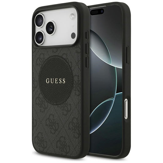 GUESS Handy Hülle Case 4G Circle Logo Magsafe für iPhone 17 Pro Max Schwarz