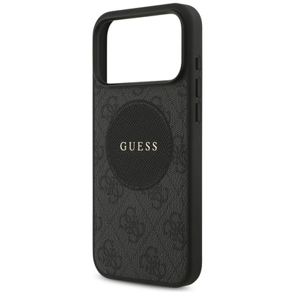 GUESS Handy Hülle Case 4G Circle Logo Magsafe für iPhone 17 Pro Max Schwarz