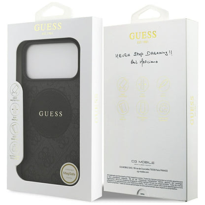 GUESS Handy Hülle Case 4G Circle Logo Magsafe für iPhone 17 Pro Max Schwarz