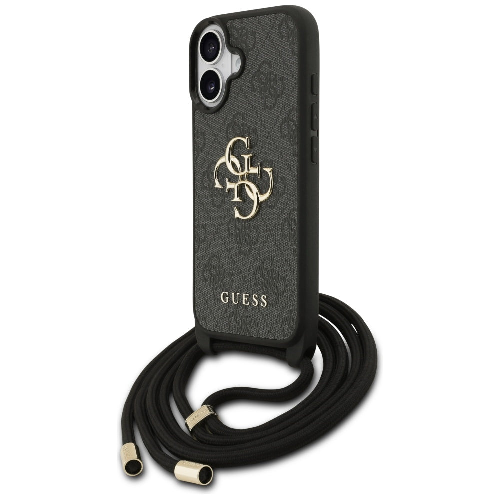 GUESS Crossbody Cord Handy Hülle Case 4G Big Metal Logo für iPhone 17 Schwarz