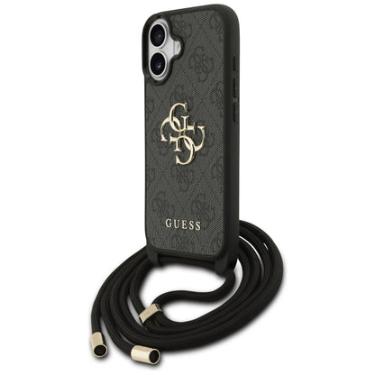 GUESS Crossbody Cord Handy Hülle Case 4G Big Metal Logo für iPhone 17 Schwarz