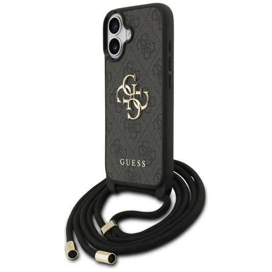 GUESS Crossbody Cord Handy Hülle Case 4G Big Metal Logo für iPhone 17 Schwarz