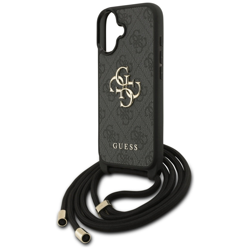 GUESS Crossbody Cord Handy Hülle Case 4G Big Metal Logo für iPhone 17 Schwarz