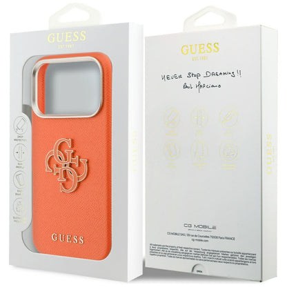 GUESS Handy Hülle FW Resin Logo Case für iPhone 17 Pro Orange