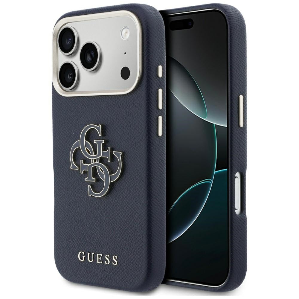 GUESS Handy Hülle FW Resin Logo Case für iPhone 17 Pro Blau