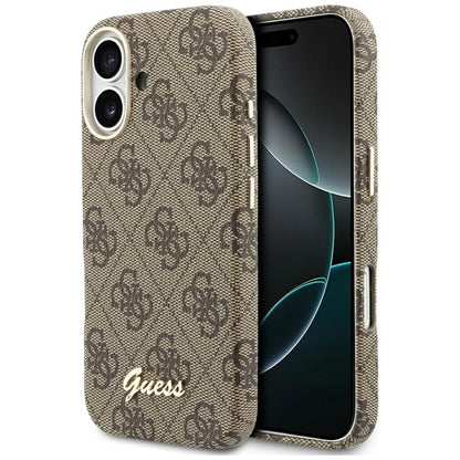 GUESS Handy Hülle 4G Script Magsafe Case für iPhone 17 Braun