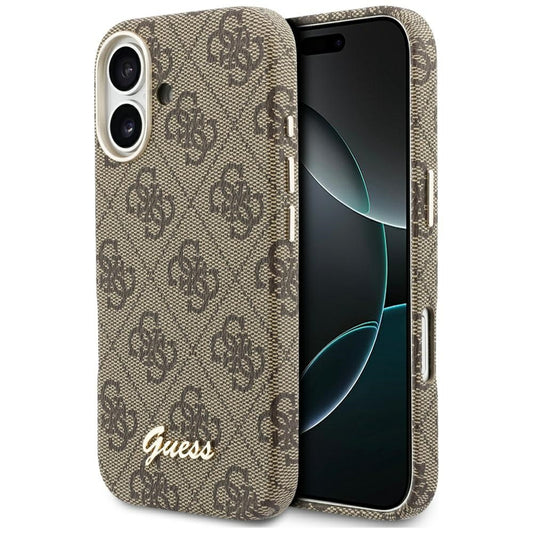 GUESS Handy Hülle 4G Script Magsafe Case für iPhone 17 Braun