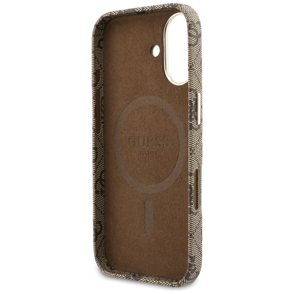 GUESS Handy Hülle 4G Script Magsafe Case für iPhone 17 Braun