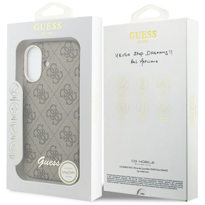 GUESS Handy Hülle 4G Script Magsafe Case für iPhone 17 Braun