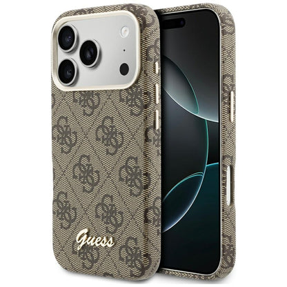 GUESS Handy Hülle 4G Script Magsafe Case für iPhone 17 Pro Braun