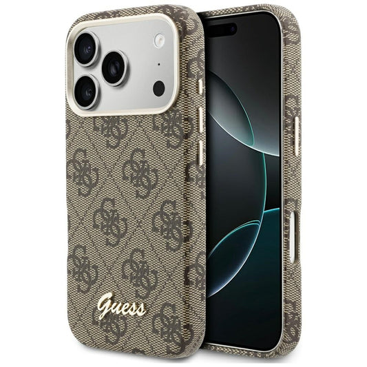 GUESS Handy Hülle 4G Script Magsafe Case für iPhone 17 Pro Braun