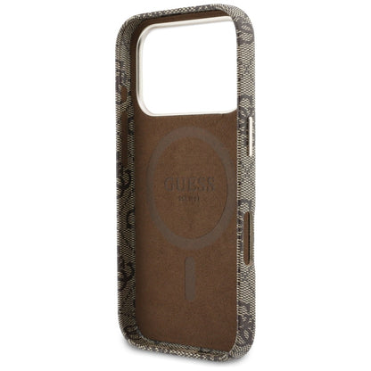 GUESS Handy Hülle 4G Script Magsafe Case für iPhone 17 Pro Max Braun