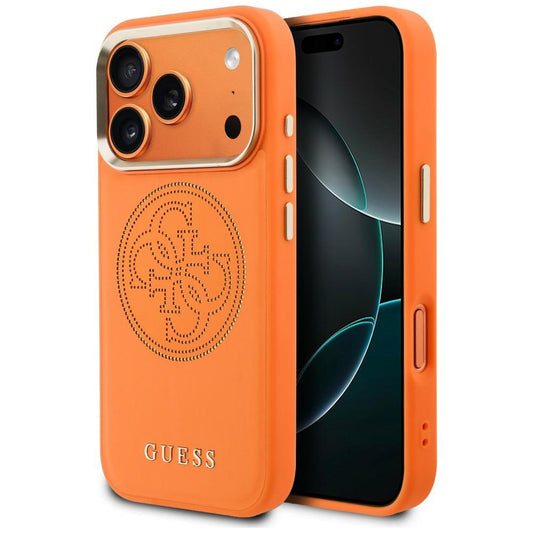GUESS Handy Hülle Perforated 4G Magsafe Case für iPhone 17 Pro Max Orange