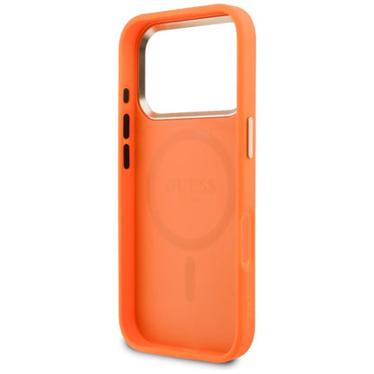 GUESS Handy Hülle Perforated 4G Magsafe Case für iPhone 17 Pro Max Orange