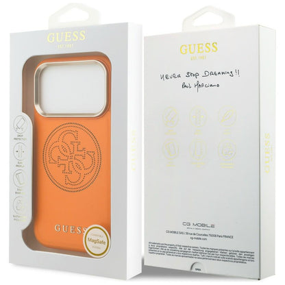 GUESS Handy Hülle Perforated 4G Magsafe Case für iPhone 17 Pro Orange