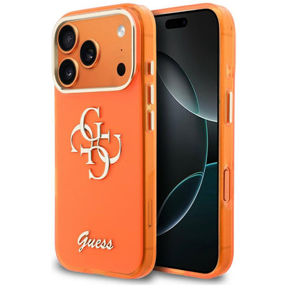 GUESS Handy Hülle IML 4G Script Metall Logo Case für iPhone 17 Pro Max Orange