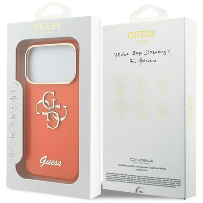 GUESS Handy Hülle IML 4G Script Metall Logo Case für iPhone 17 Pro Max Orange