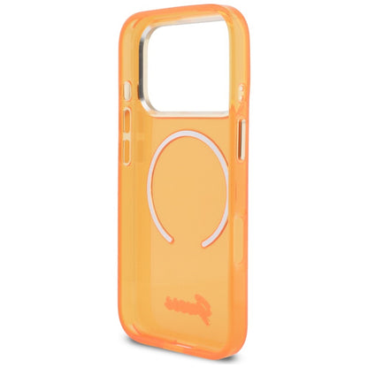 GUESS Handy Hülle IML Script Metall Magsafe Case für iPhone 17 Pro Max Orange