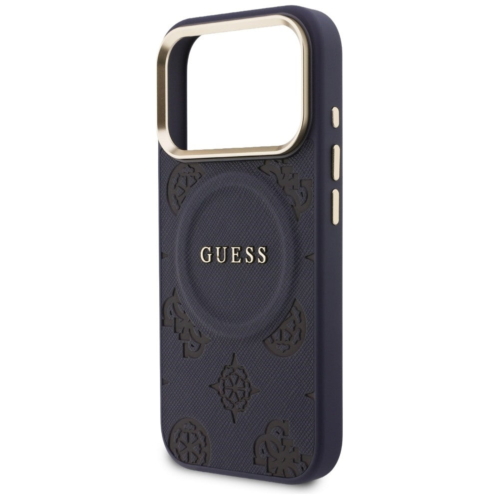 GUESS Handy Hülle Peony Hot Stamp Magsafe Case für iPhone 17 Pro Blau