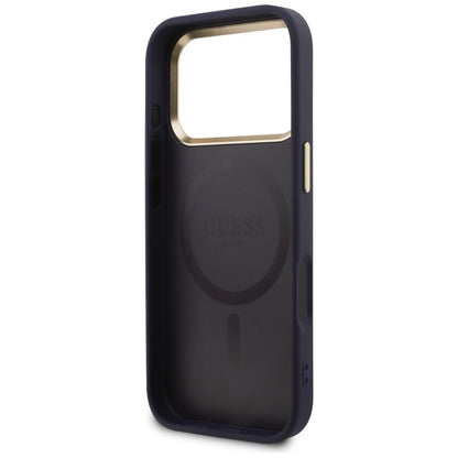 GUESS Handy Hülle Peony Hot Stamp Magsafe Case für iPhone 17 Pro Blau