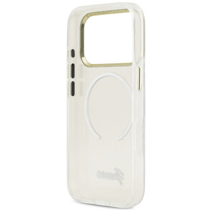 GUESS Handy Hülle IML Gradient Script Metall Magsafe Case für iPhone 17 Pro Weiß