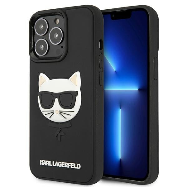 Karl Lagerfeld Handy Hülle Case 3D Rubber Choupette für iPhone 13 Pro Max Schwarz