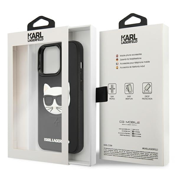 Karl Lagerfeld Handy Hülle Case 3D Rubber Choupette für iPhone 13 Pro Max Schwarz