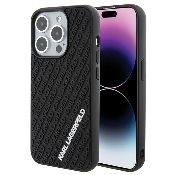 Karl Lagerfeld Handy Hülle Case 3D Logo "KARLLAGERFELD" für iPhone 15 Pro Schwarz