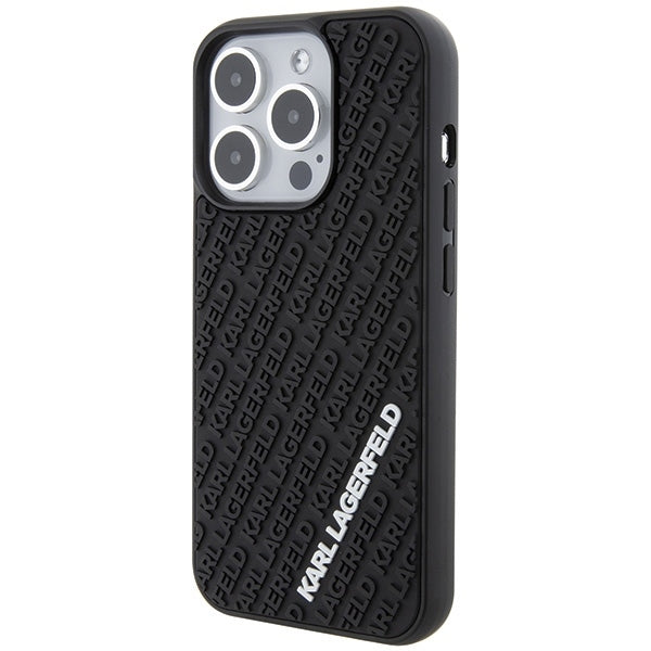 Karl Lagerfeld Handy Hülle Case 3D Logo "KARLLAGERFELD" für iPhone 15 Pro Schwarz