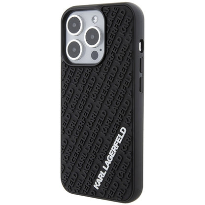 Karl Lagerfeld Handy Hülle Case 3D Logo "KARLLAGERFELD" für iPhone 15 Pro Schwarz