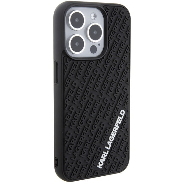 Karl Lagerfeld Handy Hülle Case 3D Logo "KARLLAGERFELD" für iPhone 15 Pro Schwarz