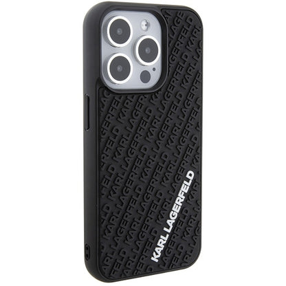 Karl Lagerfeld Handy Hülle Case 3D Logo "KARLLAGERFELD" für iPhone 15 Pro Schwarz