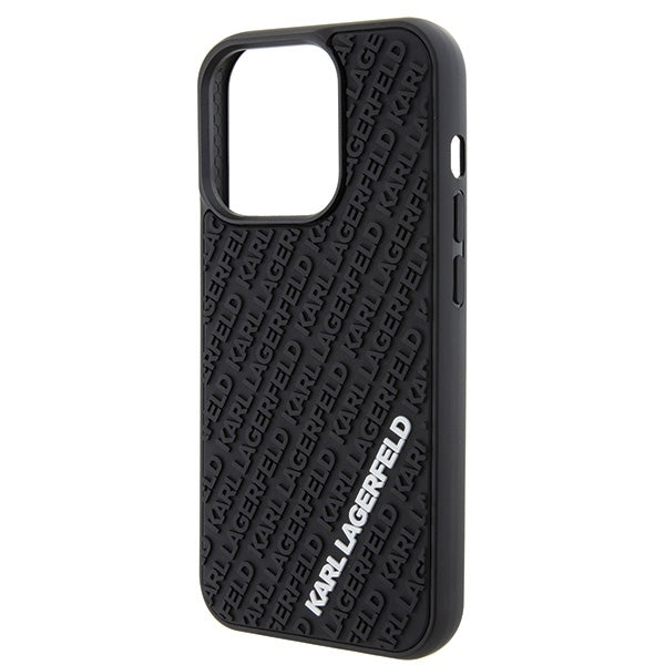 Karl Lagerfeld Handy Hülle Case 3D Logo "KARLLAGERFELD" für iPhone 15 Pro Schwarz
