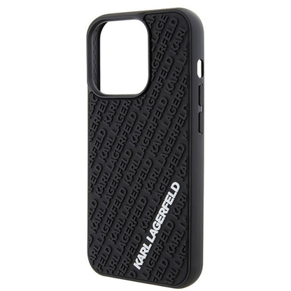 Karl Lagerfeld Handy Hülle Case 3D Logo "KARLLAGERFELD" für iPhone 15 Pro Schwarz