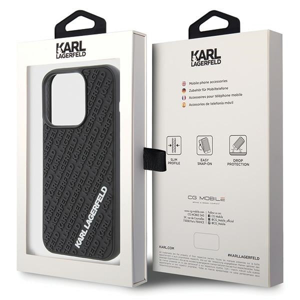 Karl Lagerfeld Handy Hülle Case 3D Logo "KARLLAGERFELD" für iPhone 15 Pro Schwarz