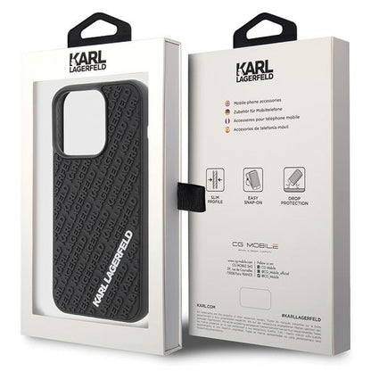 Karl Lagerfeld Handy Hülle Case 3D Logo "KARLLAGERFELD" für iPhone 15 Pro Schwarz