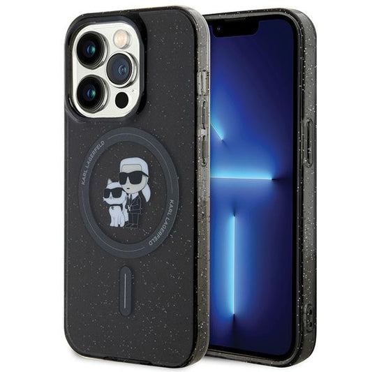 Karl Lagerfeld Magsafe Handy Hülle Case für iPhone 11 / XR Glitzer Schwarz