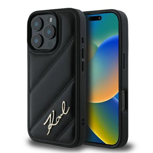 Karl Lagerfeld Handy Hülle Quilted Signature Hard Case für iPhone 16 Pro
