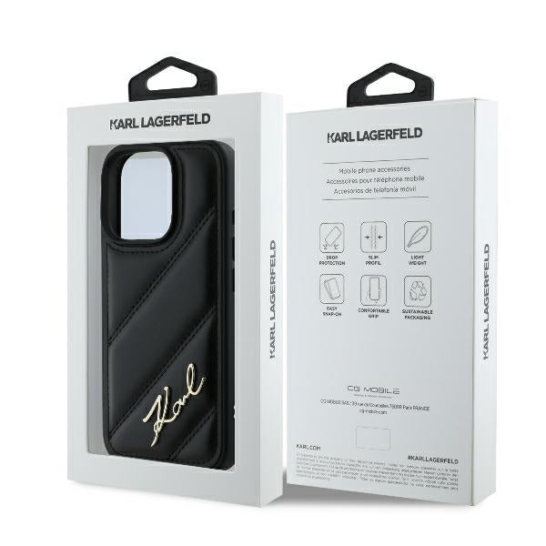 Karl Lagerfeld Handy Hülle Quilted Signature Hard Case für iPhone 16 Pro