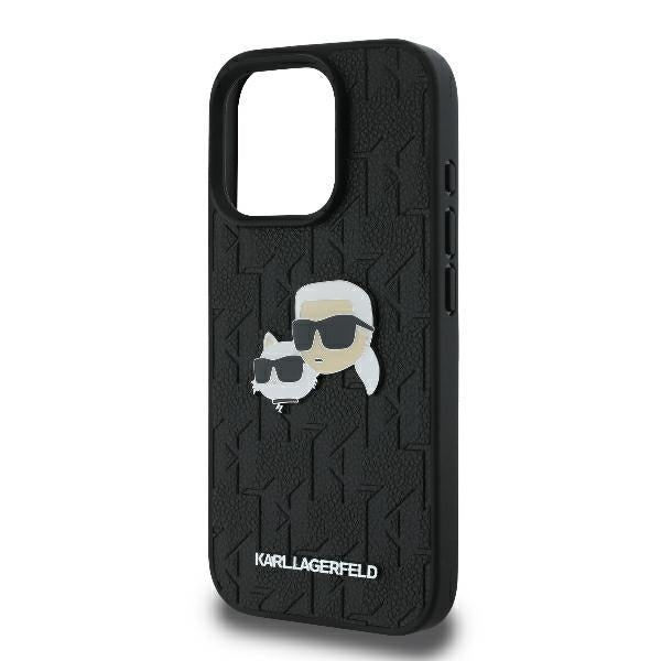 Karl Lagerfeld Handy Hülle Monogram Karl & Choupette Head Pin Hard Case für iPhone 16 Pro