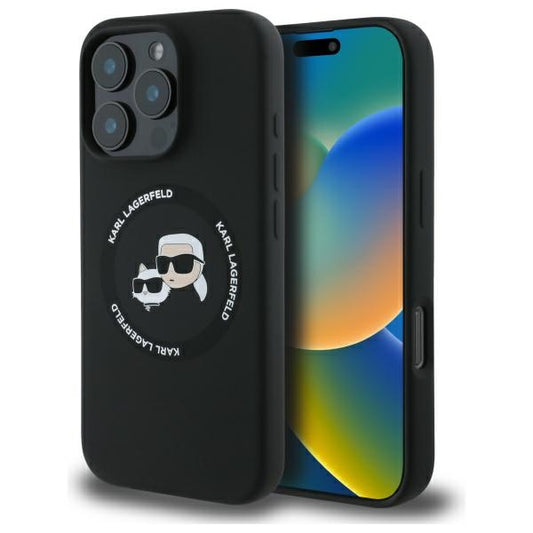 Karl Lagerfeld Handy Hülle Karl & Choupette Heads Magsafe Silikon Case für iPhone 16 Pro Max